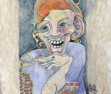 Dessin intitulée "FRANCIS" par Véronique Abram (VAB), Œuvre d'art originale, Gouache