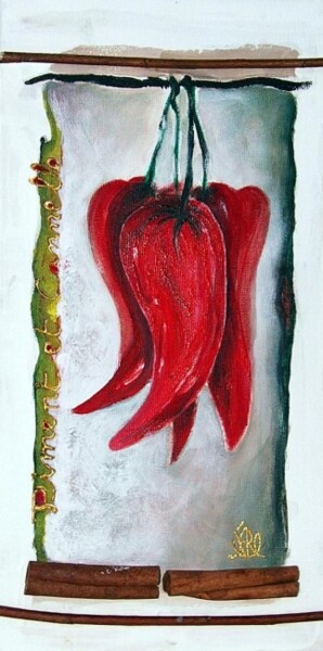 Peinture intitulée "Piment et cannelle" par Véronique Abram (VAB), Œuvre d'art originale