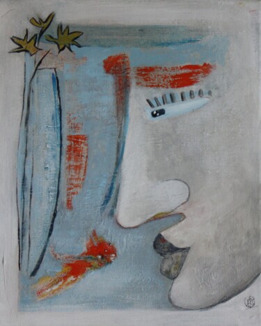 Painting titled "poisson-rouge 2" by Véronique Abram (VAB), Original Artwork, Acrylic