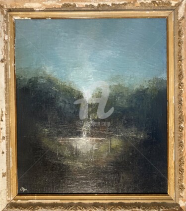 Painting titled "Antique" by Veronique Azam, Original Artwork, Oil Mounted on Wood Panel