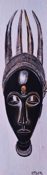 Peinture intitulée ""Masque 1"" par Soham, Œuvre d'art originale, Huile