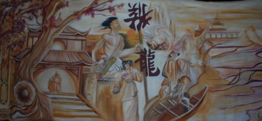 Peinture intitulée ""Samouraï"" par Soham, Œuvre d'art originale, Huile