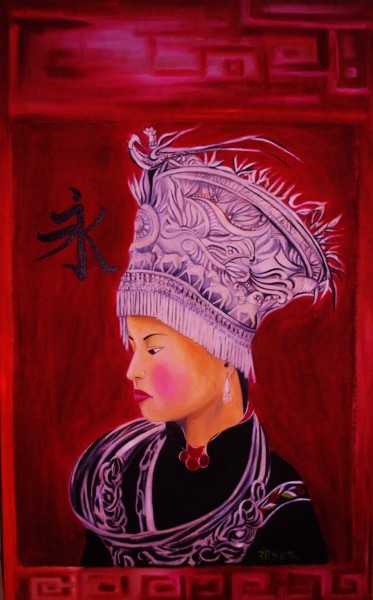 Peinture intitulée "Chinoise de l'étern…" par Soham, Œuvre d'art originale, Huile