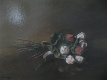 Peinture intitulée "gerbe de fleurs" par Véronique Bonamy, Œuvre d'art originale, Huile
