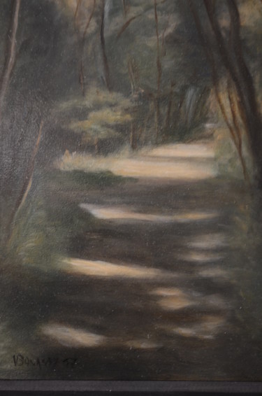 Peinture intitulée "Chemin boisé" par Véronique Bonamy, Œuvre d'art originale, Huile