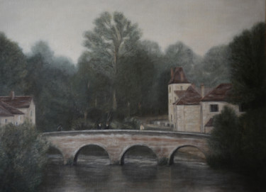 Painting titled "Le pont d'Arbois" by Véronique Bonamy, Original Artwork, Oil