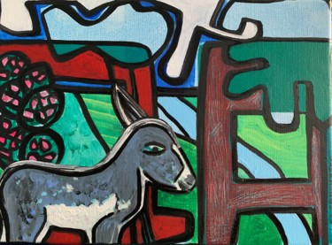 Peinture intitulée "L'âne" par Veronique Cauchefer, Œuvre d'art originale, Acrylique