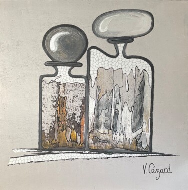"Flacons géants mono…" başlıklı Tablo Véronique Cézard tarafından, Orijinal sanat, Akrilik Ahşap Sedye çerçevesi üzerine mon…