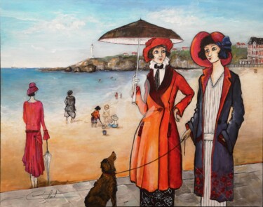 Peinture intitulée "La grande plage de…" par Véronique Clanet, Œuvre d'art originale, Acrylique