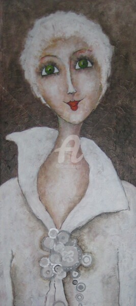 Painting titled "Blanche" by Véronique Clanet, Original Artwork, Acrylic