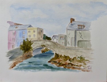 Painting titled "Morning in Waterfor…" by Véronique Crombé, Original Artwork, Watercolor