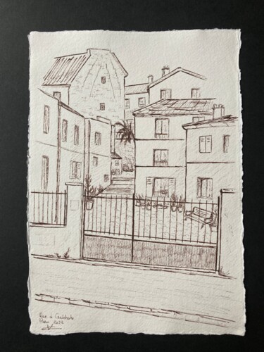 Drawing titled "Rue de Croulebarbe,…" by Véronique Crombé, Original Artwork, Ink