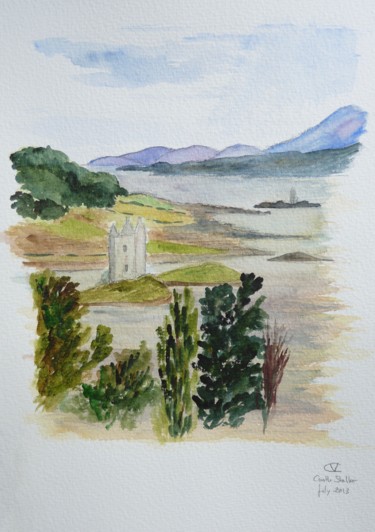 Painting titled "Castle Stalker" by Véronique Crombé, Original Artwork