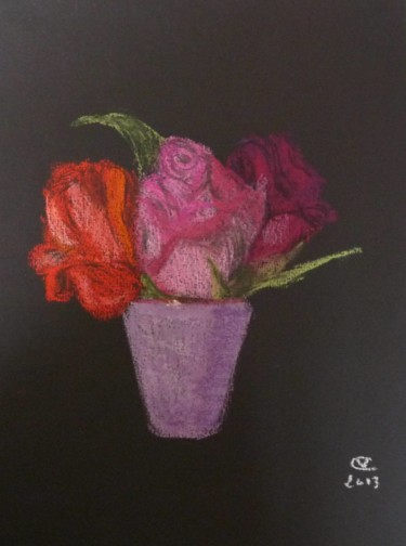 Painting titled "Roses" by Véronique Crombé, Original Artwork