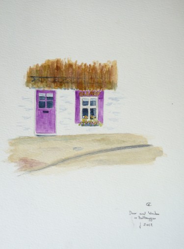 Painting titled "Pub door in Skerrie…" by Véronique Crombé, Original Artwork