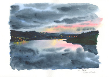 Peinture intitulée "Sunrise on Kinsale" par Véronique Crombé, Œuvre d'art originale, Autre