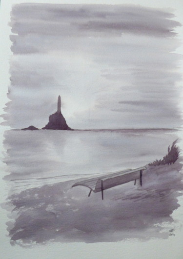 Painting titled "Improbable view of…" by Véronique Crombé, Original Artwork, Ink