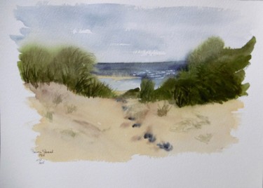 Painting titled "Banna Strand 1" by Véronique Crombé, Original Artwork, Watercolor