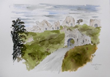 Painting titled "Rock of Dunamase, C…" by Véronique Crombé, Original Artwork, Watercolor