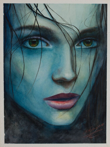 Disegno intitolato "I Feel Blue by Deni…" da Veronique Dambrun, Opera d'arte originale