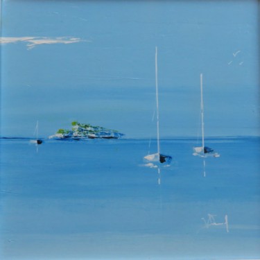 Malarstwo zatytułowany „Petite île” autorstwa Véronique Degabriel, Oryginalna praca, Akryl Zamontowany na Drewniana rama nos…