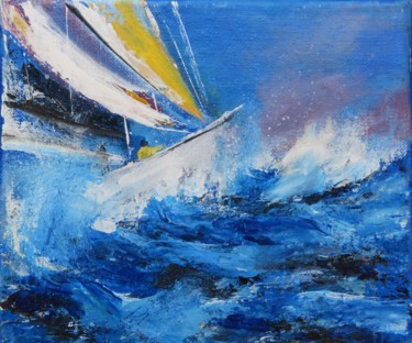 Pittura intitolato "Régate en mer agitée" da Véronique Degabriel, Opera d'arte originale, Acrilico