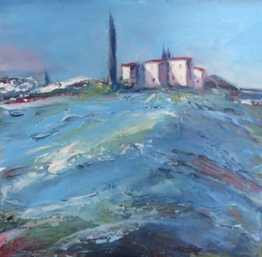 Hameau sur la colline#artistsupportpledge Peinture intitulée "Hameau sur la colli…" par Véronique Degabriel, Œuvre d'art originale, Huile