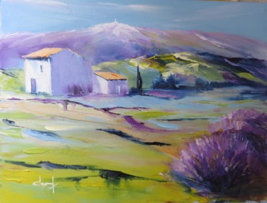 Lavandes près du Ventoux en Provence#artistsupportpledge Peinture intitulée "Lavandes près du Ve…" par Véronique Degabriel, Œuvre d'art originale, Huile Monté sur Châssis