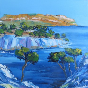 Painting titled "Port Miou, Cap Cana…" by Véronique Degabriel, Original Artwork, Oil Mounted on Wood Stretcher frame