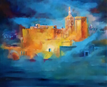 Картина под названием "Avignon son pont et…" - Véronique Degabriel, Подлинное произведение искусства, Масло Установлен на Де…