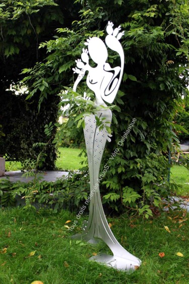 Skulptur mit dem Titel "Femme Cactus - Sirè…" von Véronique Delplanque Pecqueur, Original-Kunstwerk, Metalle