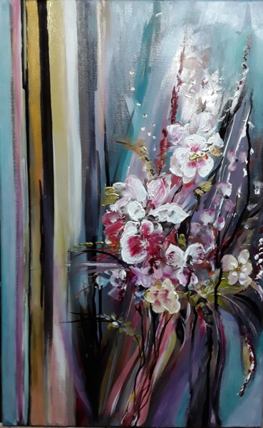 Malarstwo zatytułowany „Flowers 2” autorstwa Véronique Derouet, Oryginalna praca, Akryl
