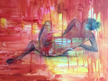 Peinture intitulée "Satin rouge" par Véronique Derouet, Œuvre d'art originale, Huile