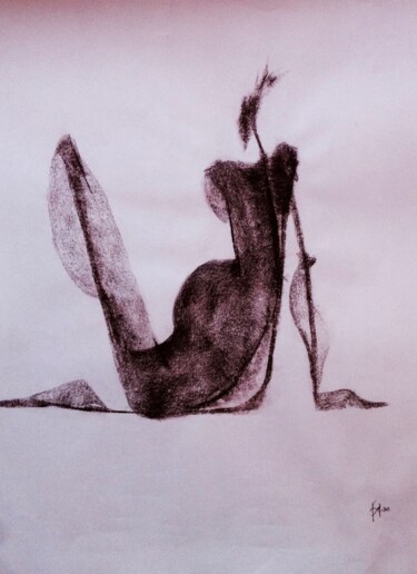 Dessin intitulée "paresse" par Véronique Ducreux, Œuvre d'art originale, Conté