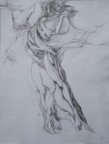 Drawing titled "SOUFFLE" by Véronique Ducreux, Original Artwork, Pencil