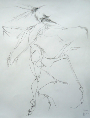 Dibujo titulada "ICARE" por Véronique Ducreux, Obra de arte original, Lápiz