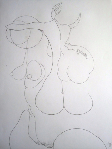 图画 标题为“LUNE” 由Véronique Ducreux, 原创艺术品, 铅笔
