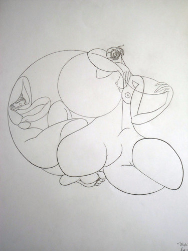 Drawing titled "VOLUPTE" by Véronique Ducreux, Original Artwork, Pencil