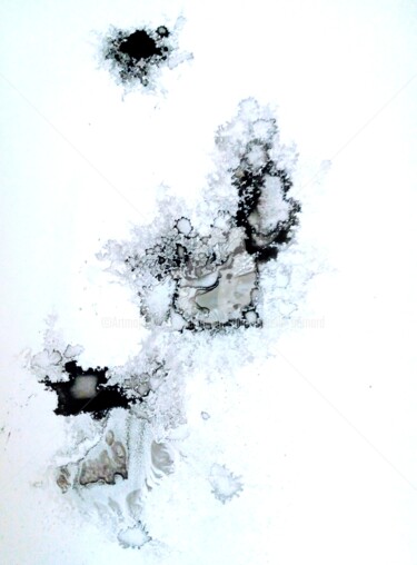 Peinture intitulée "Abstrait  noir" par Véronique Emmanuelle Bernard, Œuvre d'art originale, Encre