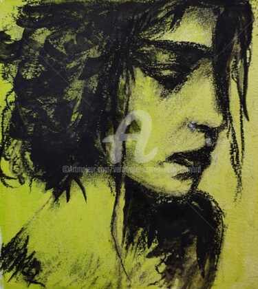 Pintura titulada "L'autre" por Véronique Emmanuelle Bernard, Obra de arte original, Carbón