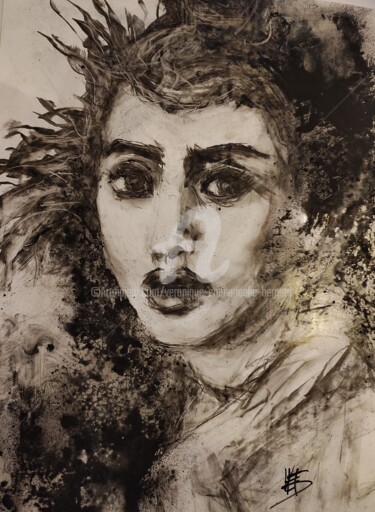 Pittura intitolato "Femme" da Véronique Emmanuelle Bernard, Opera d'arte originale, Carbone