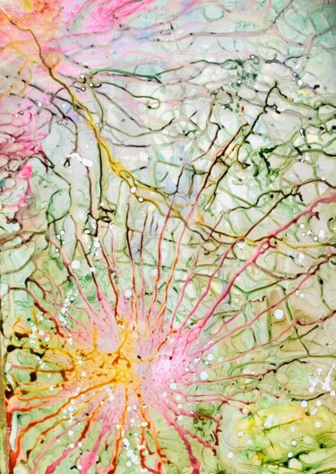 Pittura intitolato "Abstrait rose" da Véronique Emmanuelle Bernard, Opera d'arte originale, Inchiostro