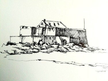 Drawing titled "le fort National, S…" by Veronique Gaudin, Original Artwork, Ink