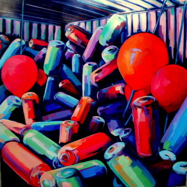 Malerei mit dem Titel "stockage coloré" von Veronique Gaudin, Original-Kunstwerk, Acryl