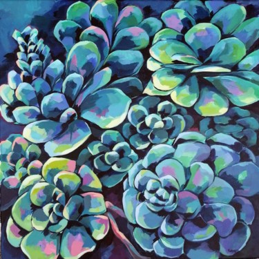Painting titled "Les succulentes" by Veronique Gaudin, Original Artwork, Acrylic