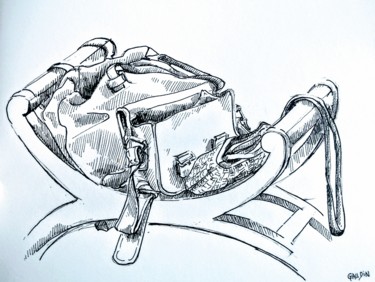 Drawing titled "Trousse à outils" by Veronique Gaudin, Original Artwork, Ink