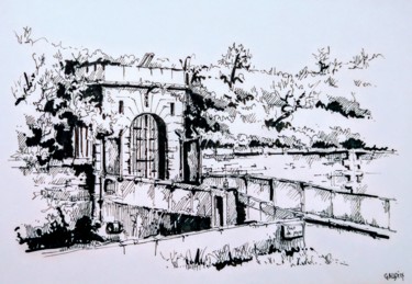 Drawing titled "La porte du fort de…" by Veronique Gaudin, Original Artwork, Ink