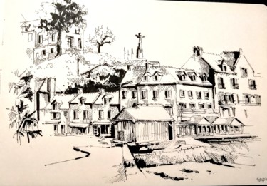 Drawing titled "Cancale, la houle" by Veronique Gaudin, Original Artwork, Ink