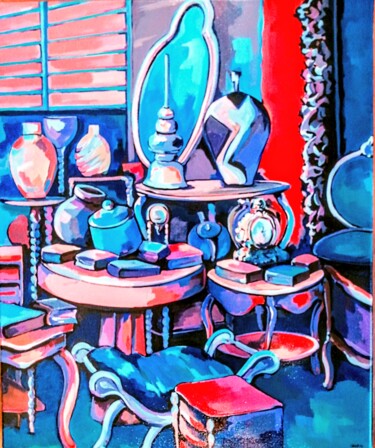 Painting titled "Coin de brocante" by Veronique Gaudin, Original Artwork, Acrylic