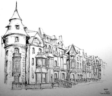 Mers les Bains Drawing titled "Mers les Bains" by Veronique Gaudin, Original Art, Ink